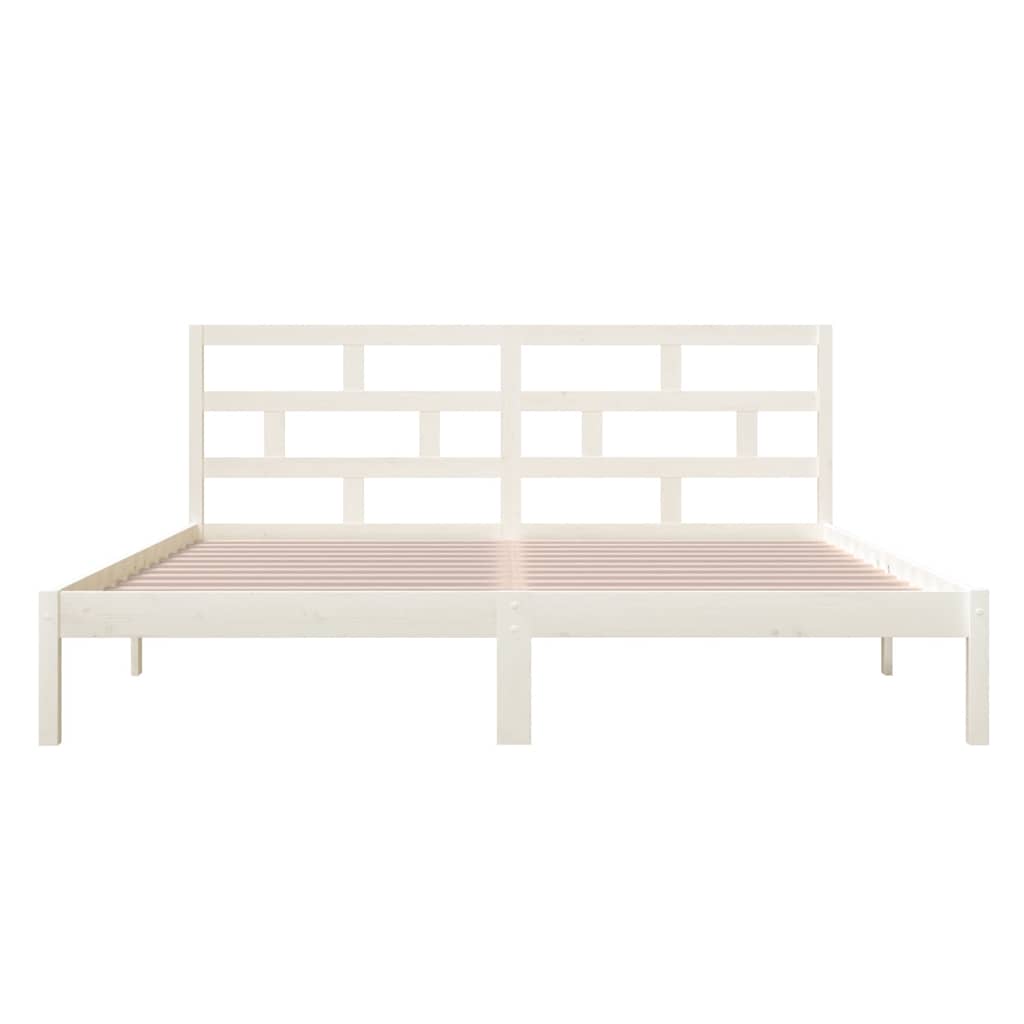 Estrutura de cama 140x190 cm madeira de pinho maciça branco