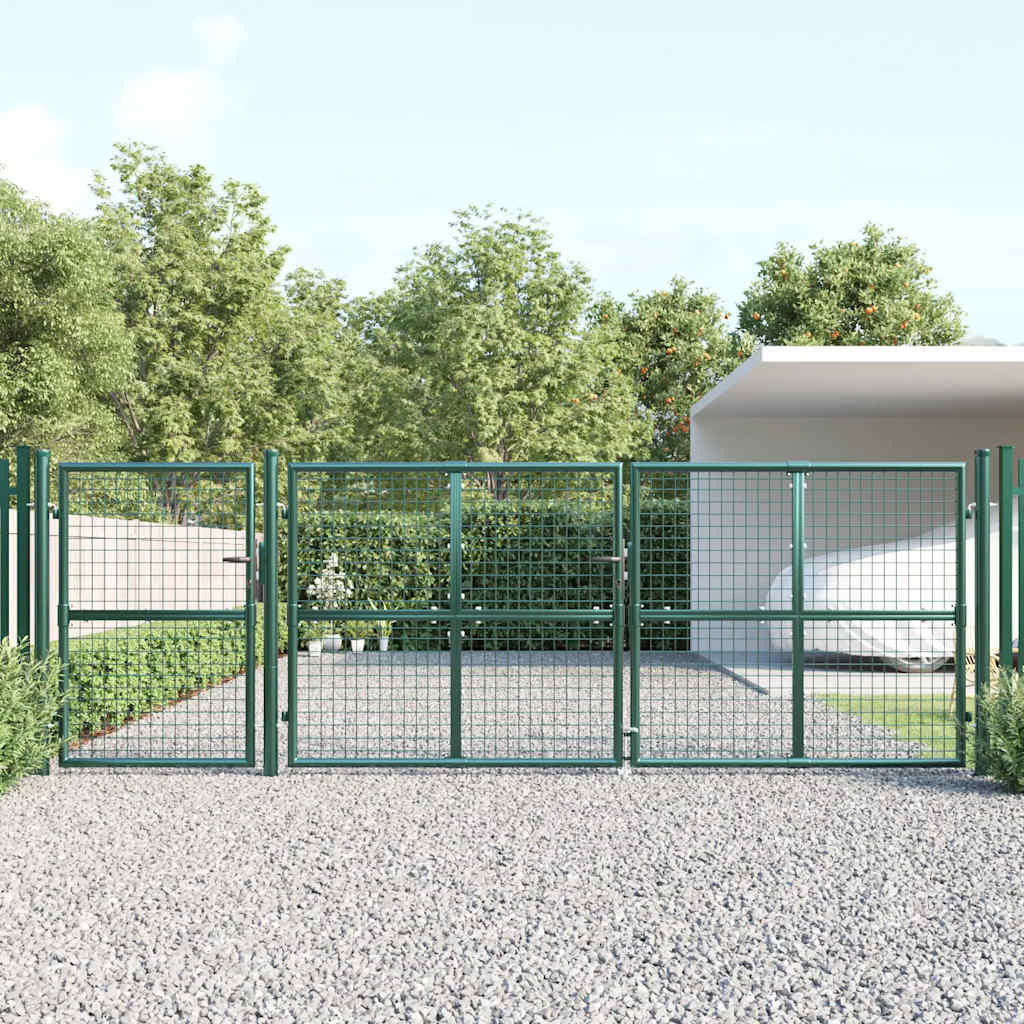 Portão de jardim em tela verde 400x125 cm em aço galvanizado