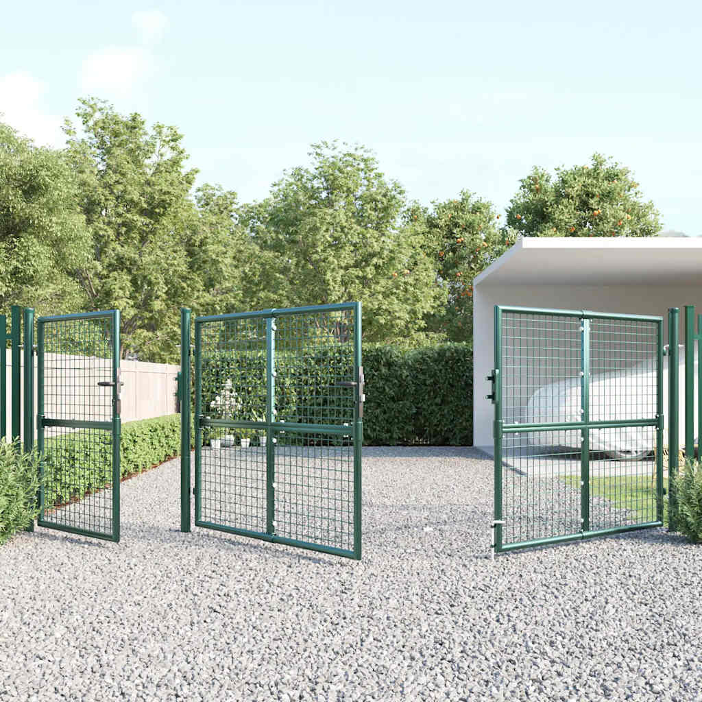 Portão de jardim em tela verde 400x125 cm em aço galvanizado