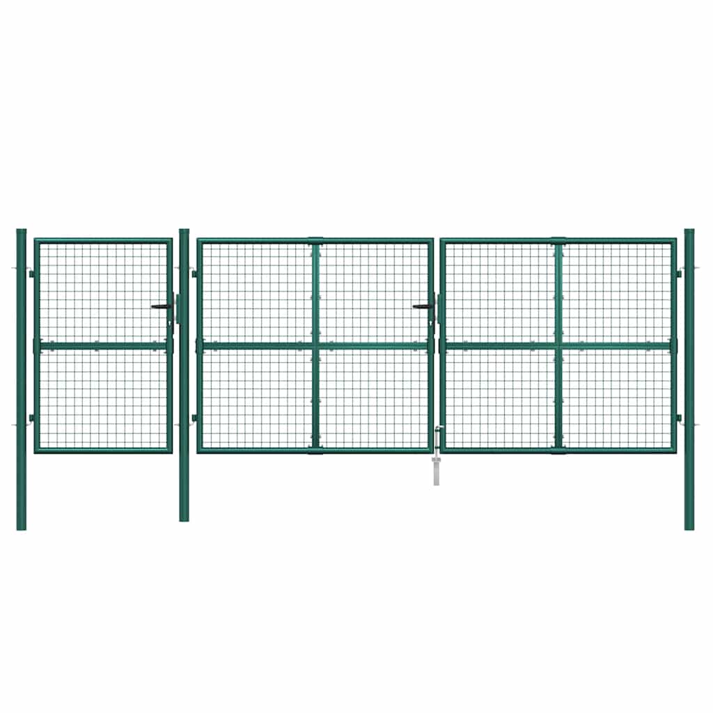 Portão de jardim em tela verde 400x125 cm em aço galvanizado