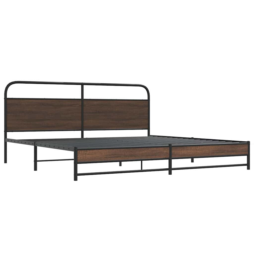 Estrutura cama sem colchão 193x203 cm metal carvalho castanho