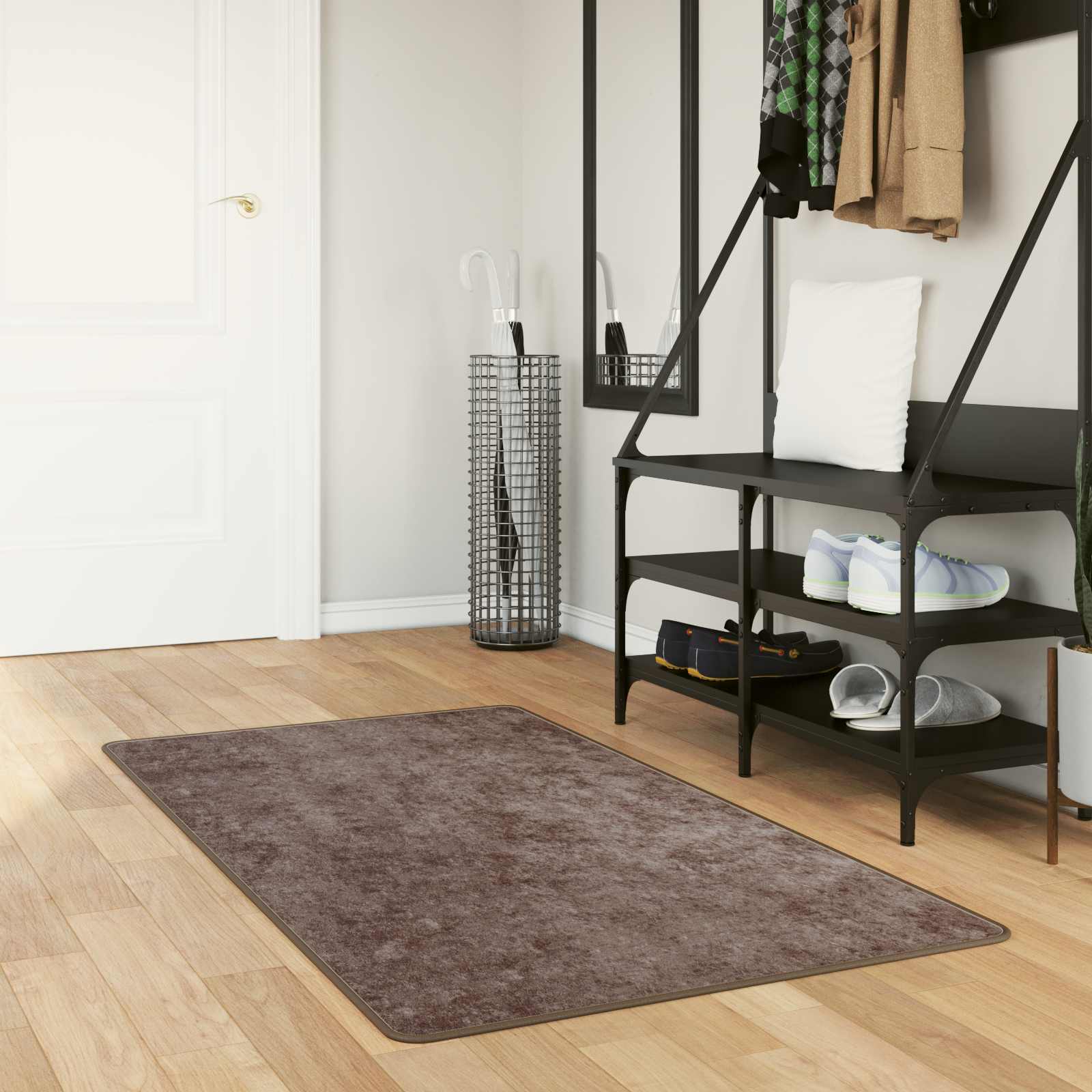 Passadeira marsa cinzento 100 x 200 cm poliéster e PVC