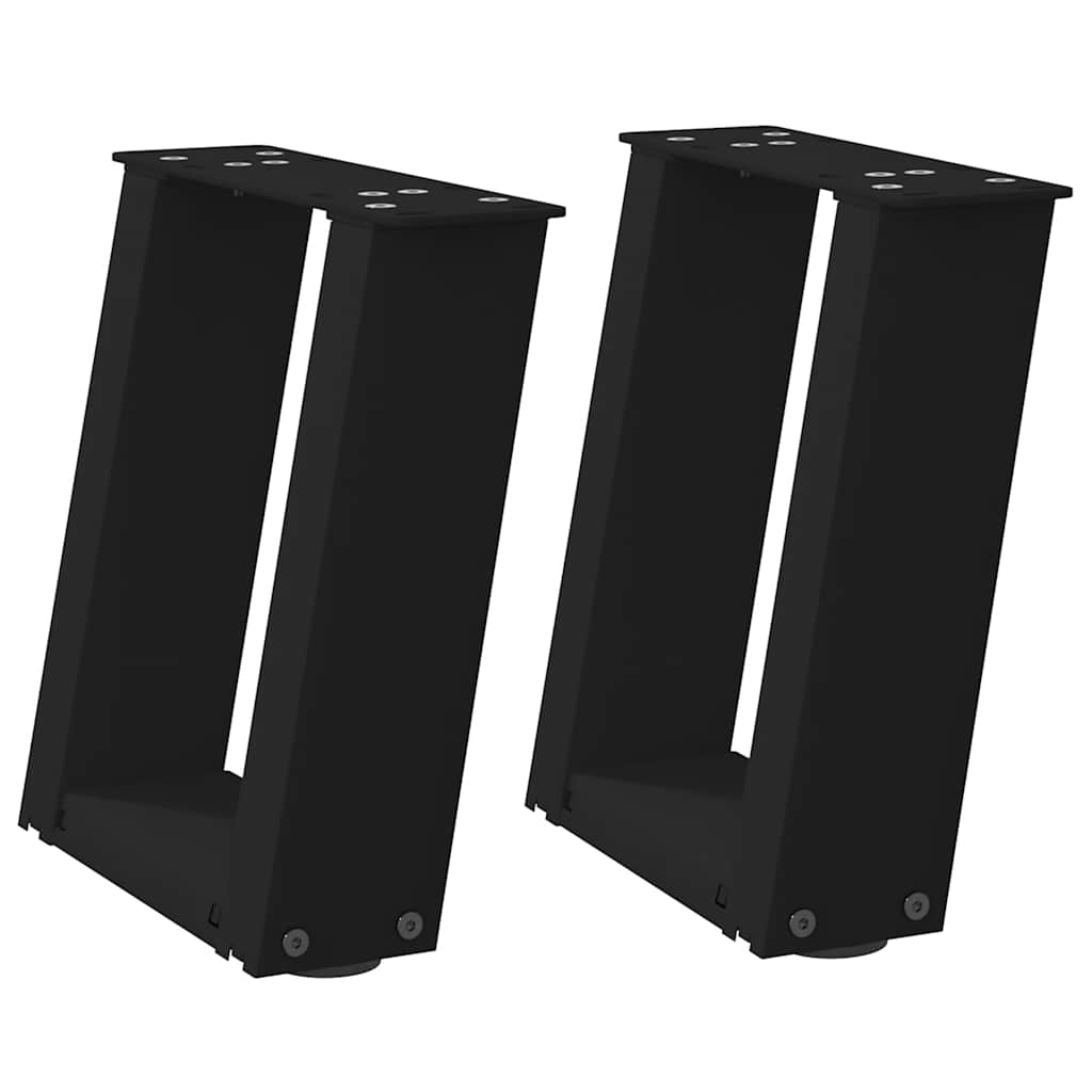 Pés para mesa de centro em formato de u, 2 peças, preto, 30x(30-31) cm, aço