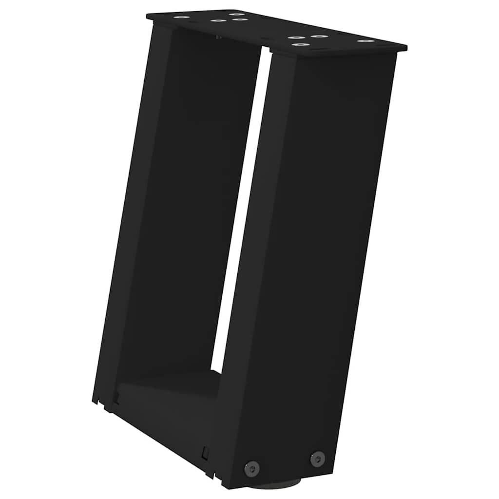 Pés para mesa de centro em formato de u, 2 peças, preto, 30x(30-31) cm, aço