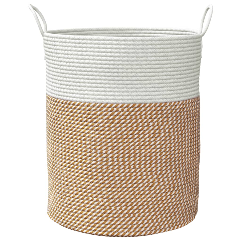 Cesto de arrumação ø38x46 cm algodão castanho e branco