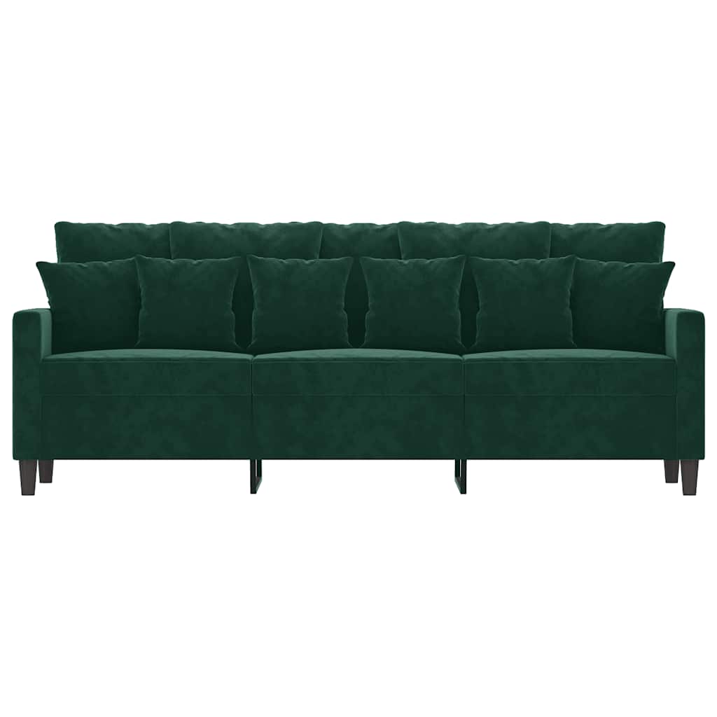 Sofá de 3 lugares 180 cm veludo verde-escuro