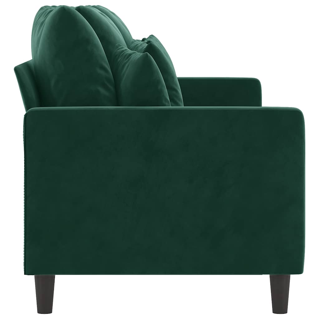 Sofá de 3 lugares 180 cm veludo verde-escuro