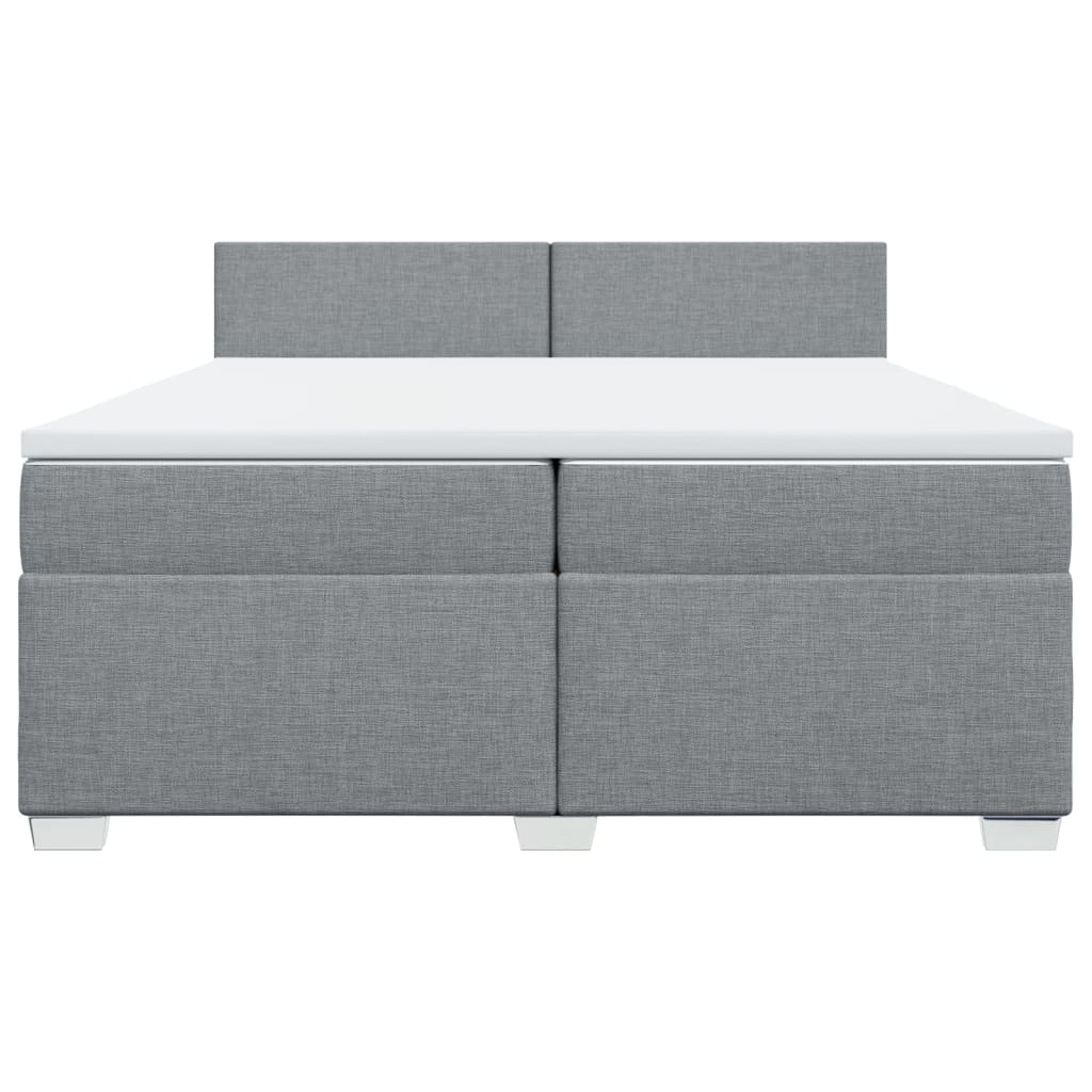 Cama com molas/colchão 200x200 cm tecido cinza-claro