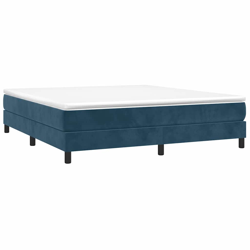 Estrutura de cama com molas 160x200 cm veludo azul-escuro