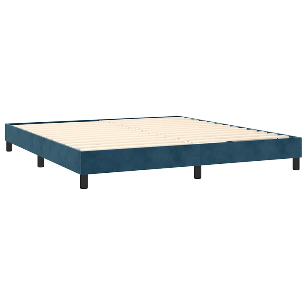 Estrutura de cama com molas 160x200 cm veludo azul-escuro
