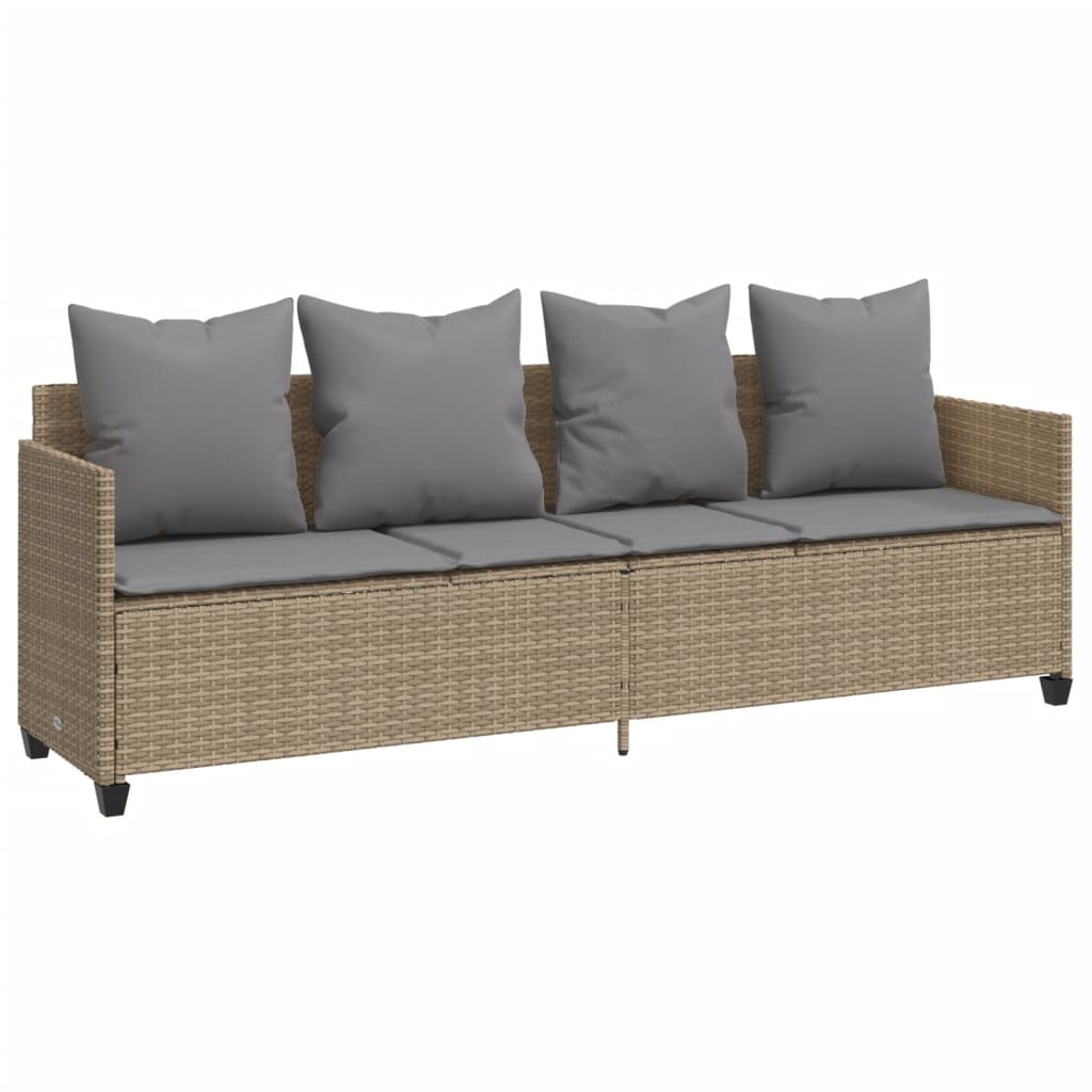 5 Pcs conjunto de sofás p/ jardim com almofadões vime PE bege
