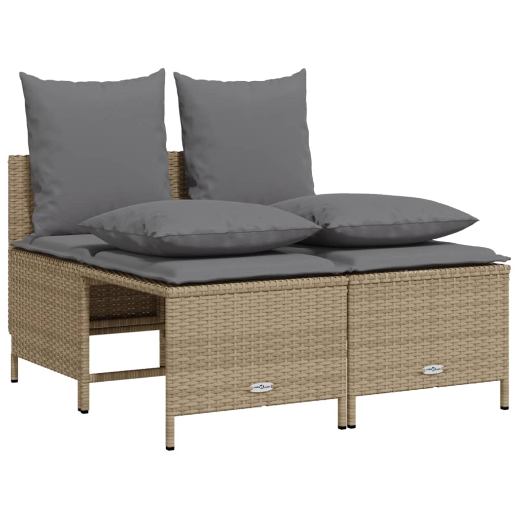 5 Pcs conjunto de sofás p/ jardim com almofadões vime PE bege
