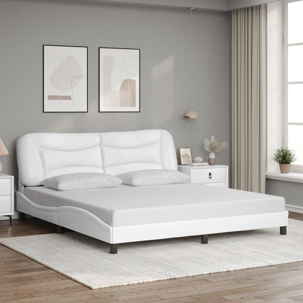 Estrutura de cama sem colchão hvar 180x200 cm couro artificial branco