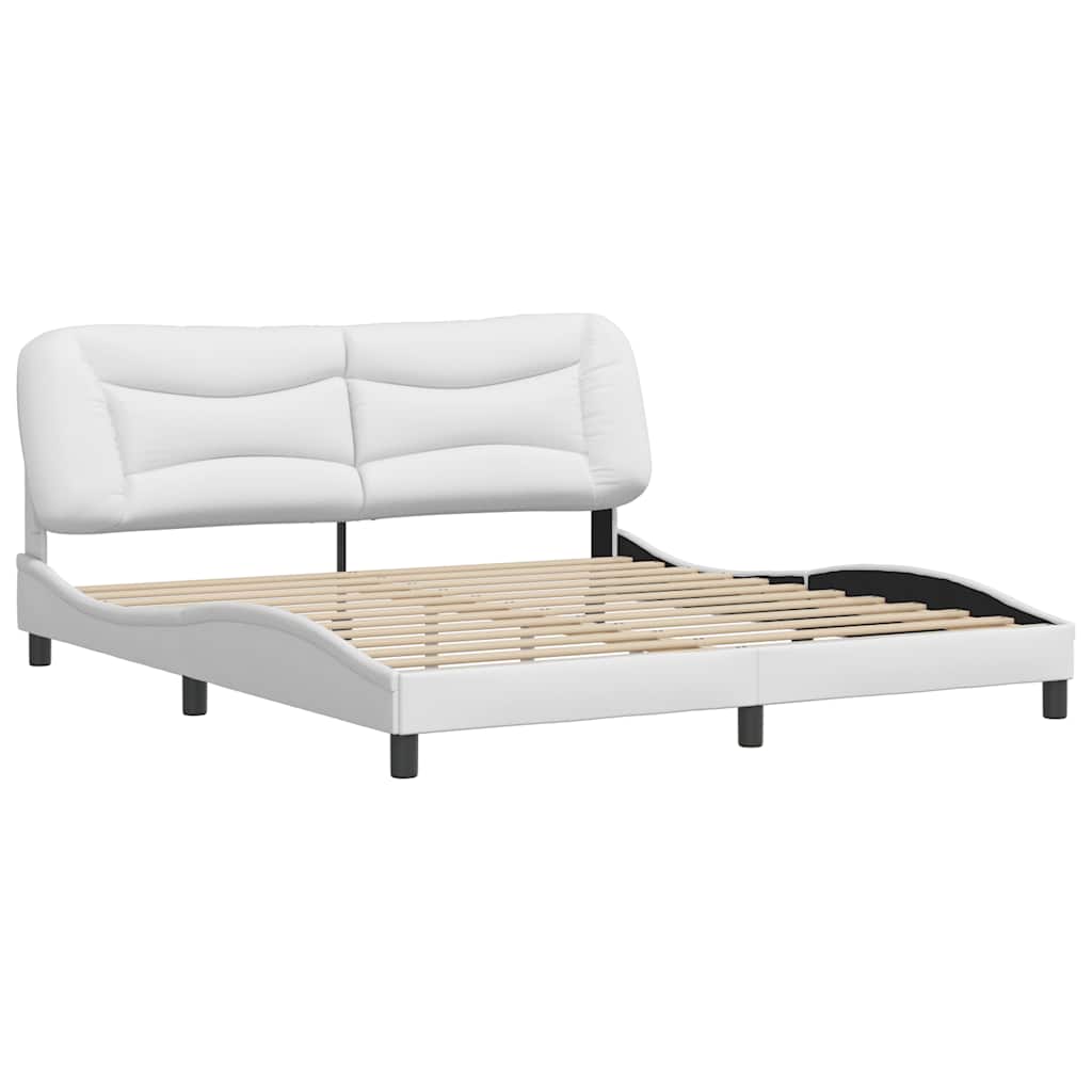 Estrutura de cama sem colchão hvar 180x200 cm couro artificial branco
