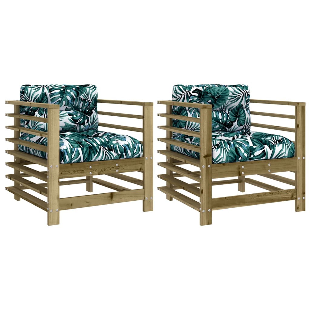 Cadeiras de jardim c/ almofadões 2 pcs pinho impregnado