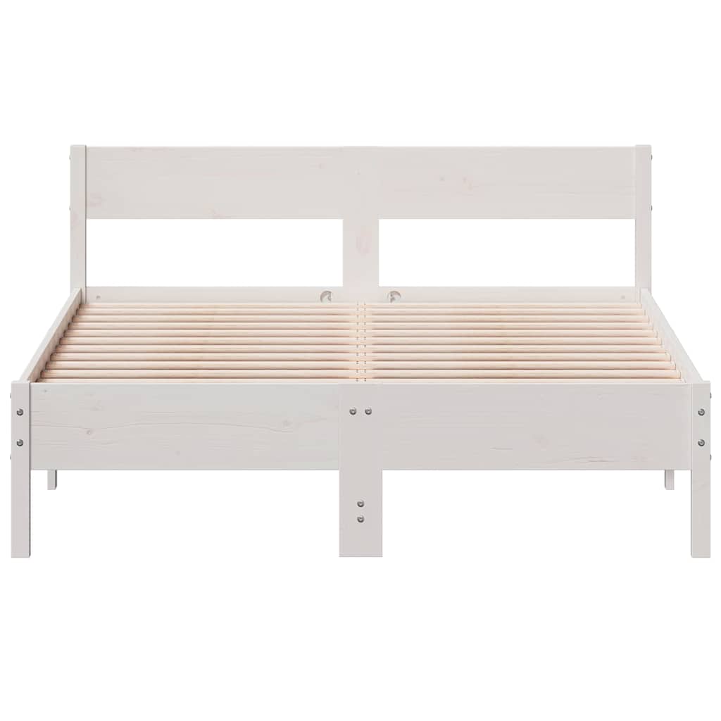 Cama sem colchão 150x200 cm madeira de pinho maciça branco
