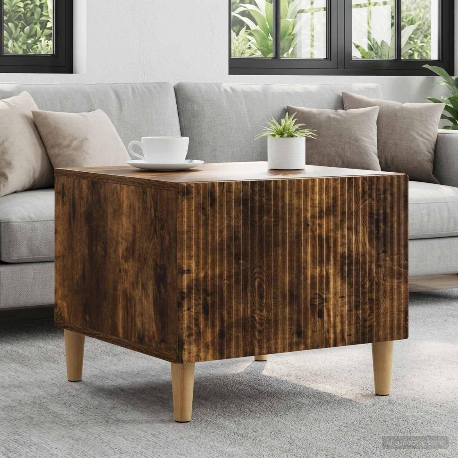 Mesa de centro com gaveta carvalho fumado 49 x 50 x 40 cm