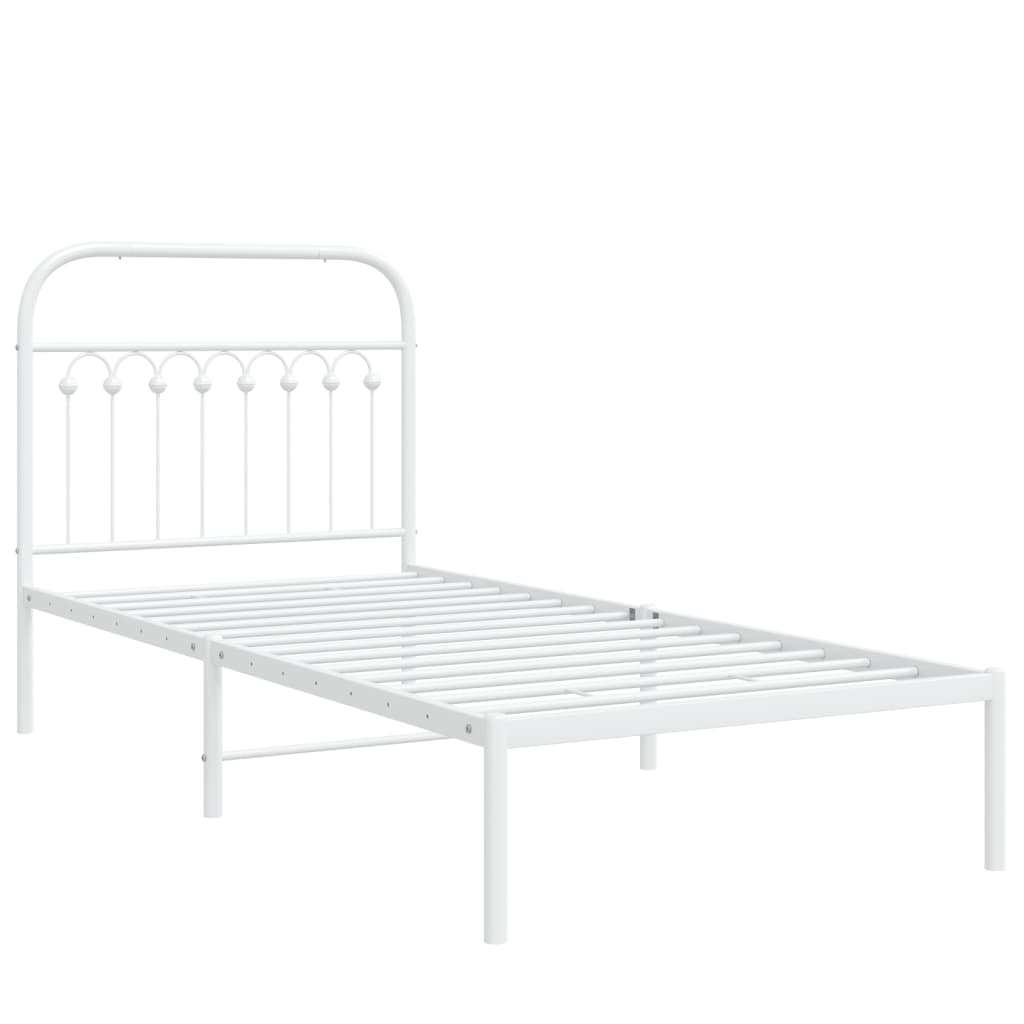 Estrutura de cama com cabeceira 90x190 cm metal branco