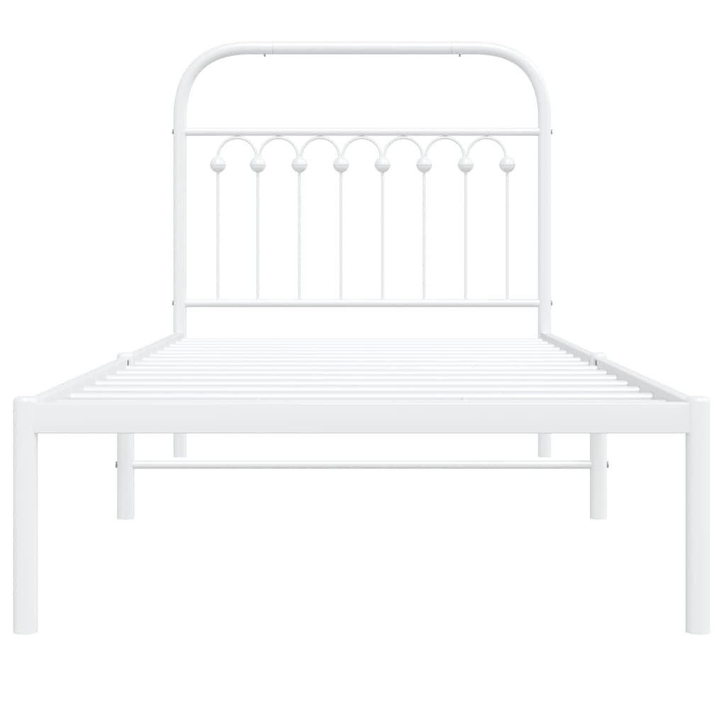 Estrutura de cama com cabeceira 90x190 cm metal branco