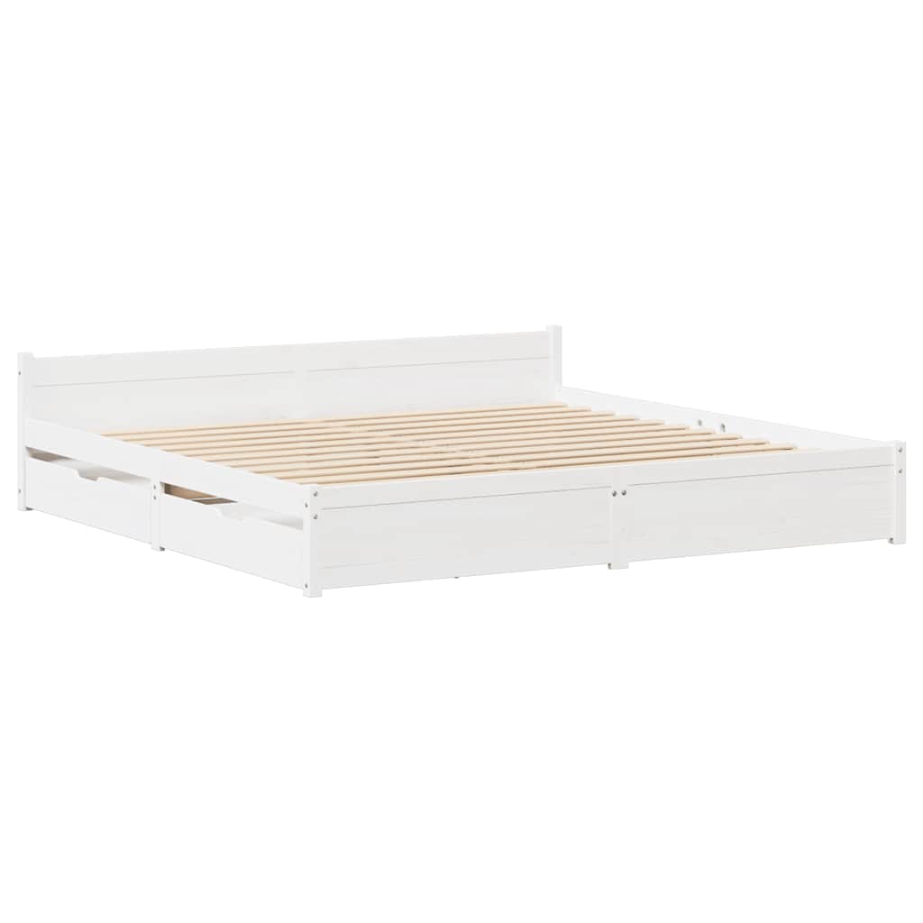 Cama sem colchão 140x190 cm madeira de pinho maciça branco