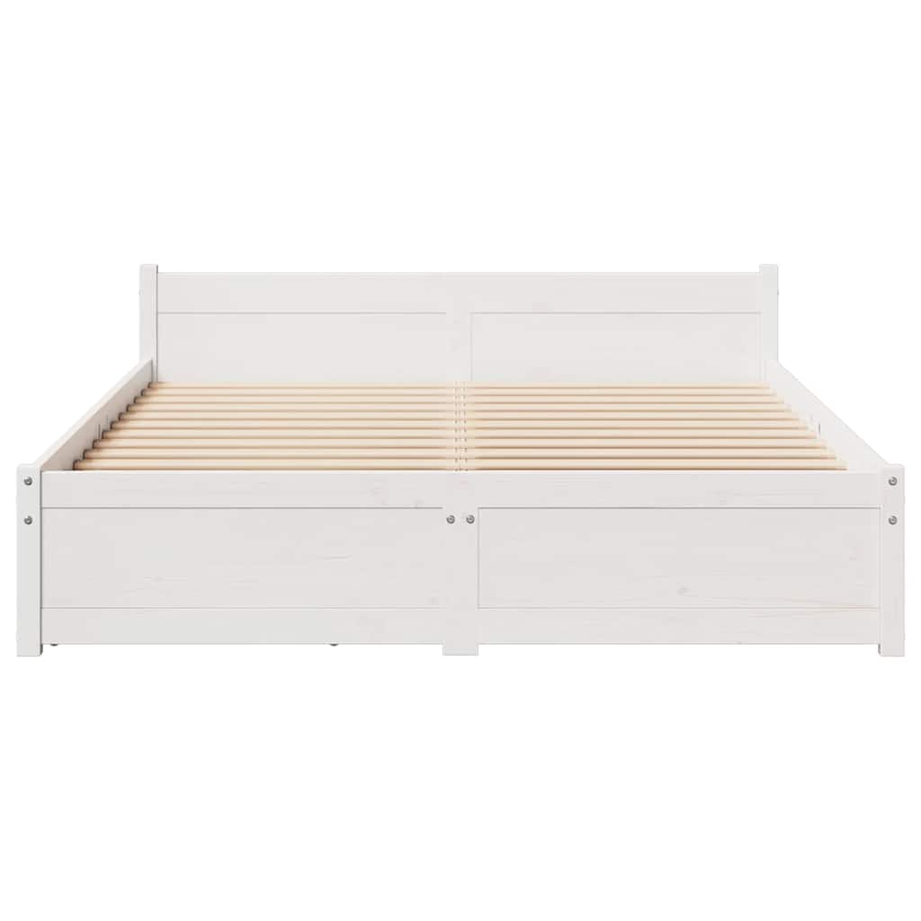 Cama sem colchão 140x190 cm madeira de pinho maciça branco