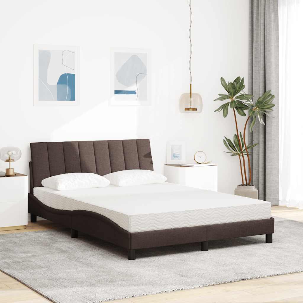 Cama com colchão hanko 120x200 cm tecido castanho-escuro