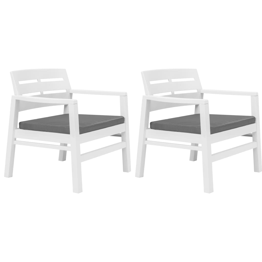 Conjunto lounge para jardim 3 pcs plástico branco