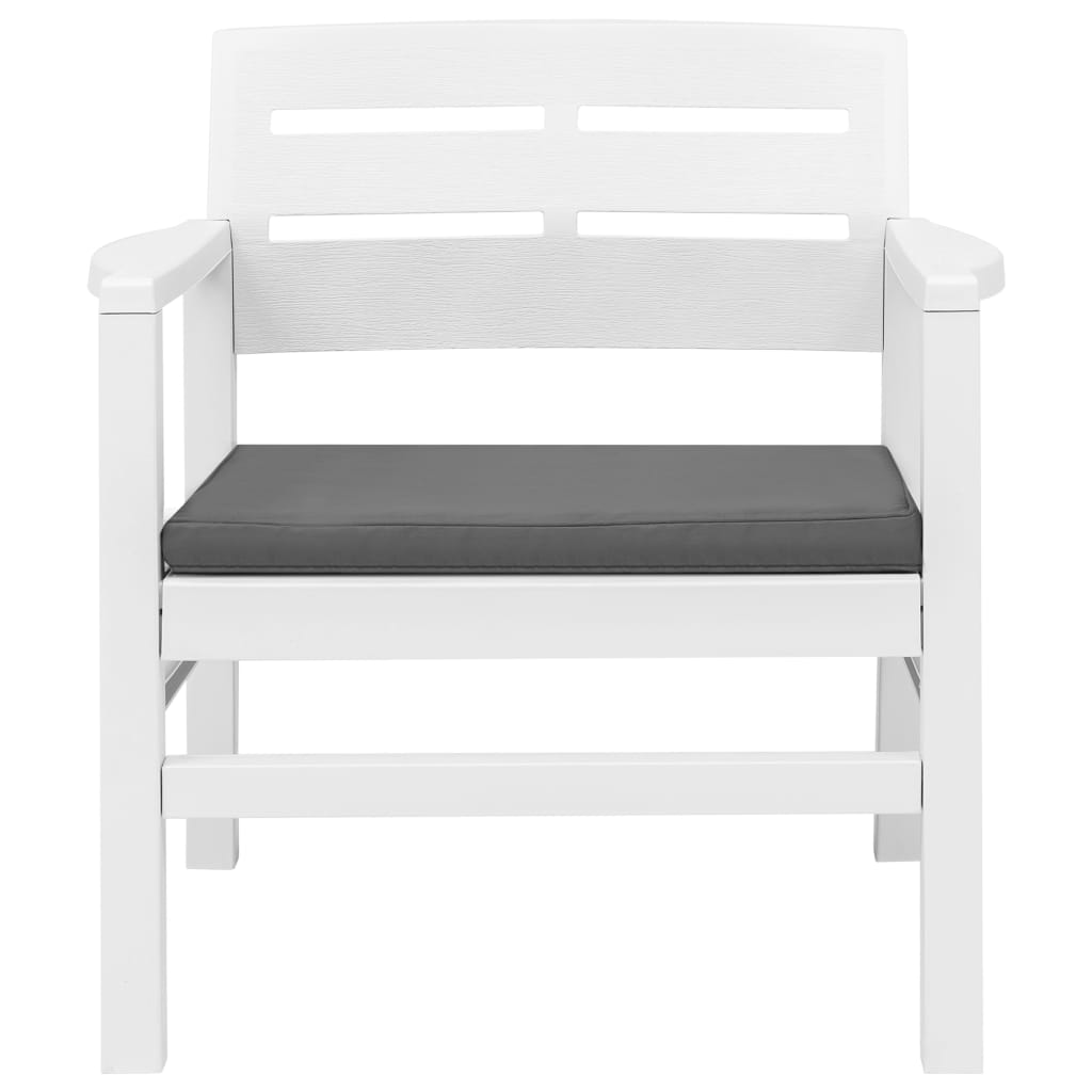 Conjunto lounge para jardim 3 pcs plástico branco