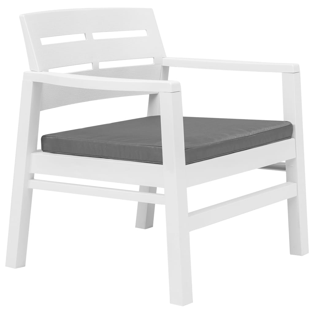 Conjunto lounge para jardim 3 pcs plástico branco