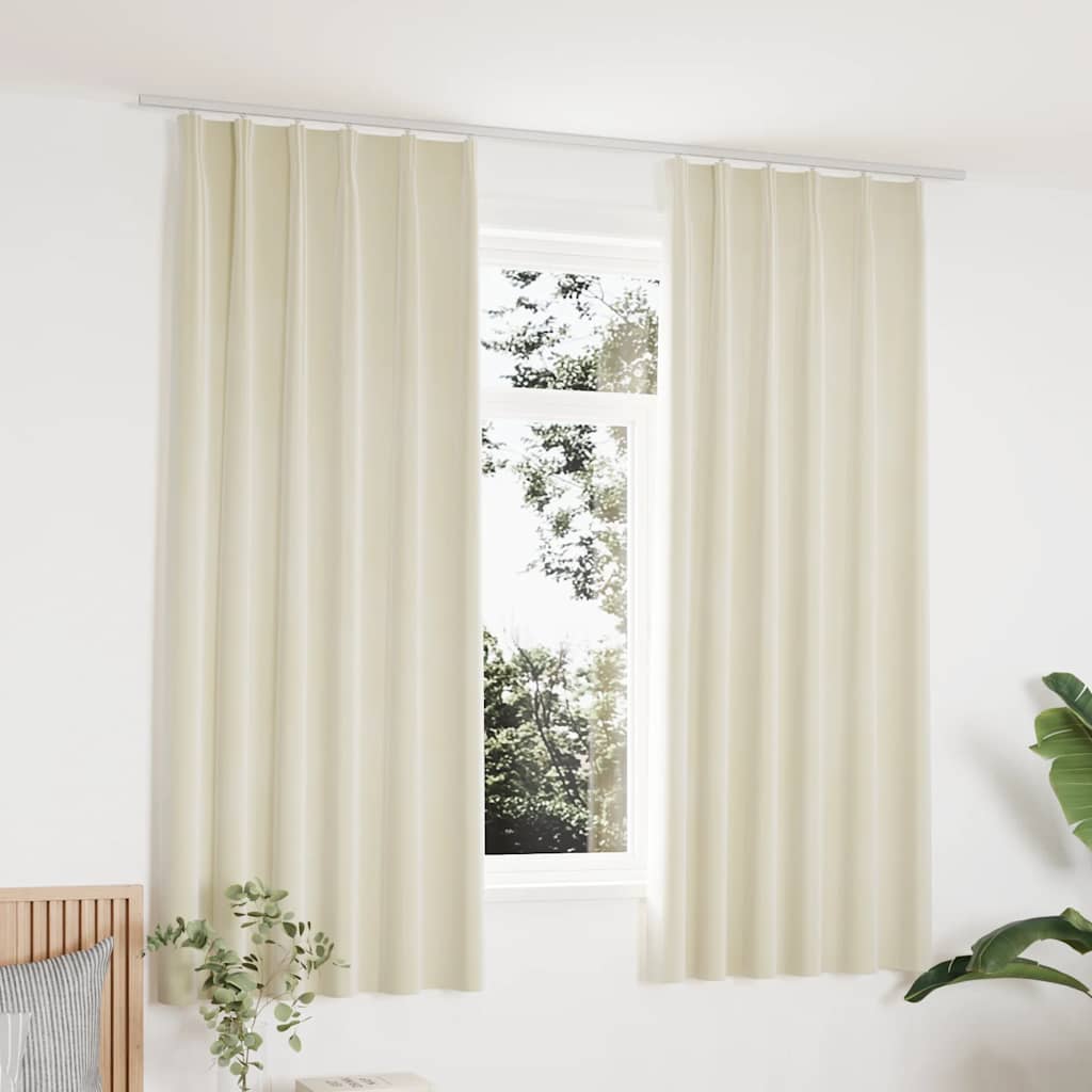 Cortinas blackout com ganchos 2 pcs 140x175 cm veludo cor creme