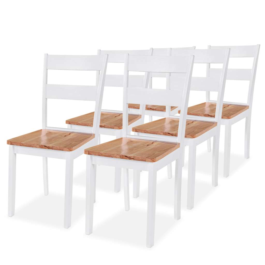 Cadeiras de jantar 6 pcs seringueira maciça branco