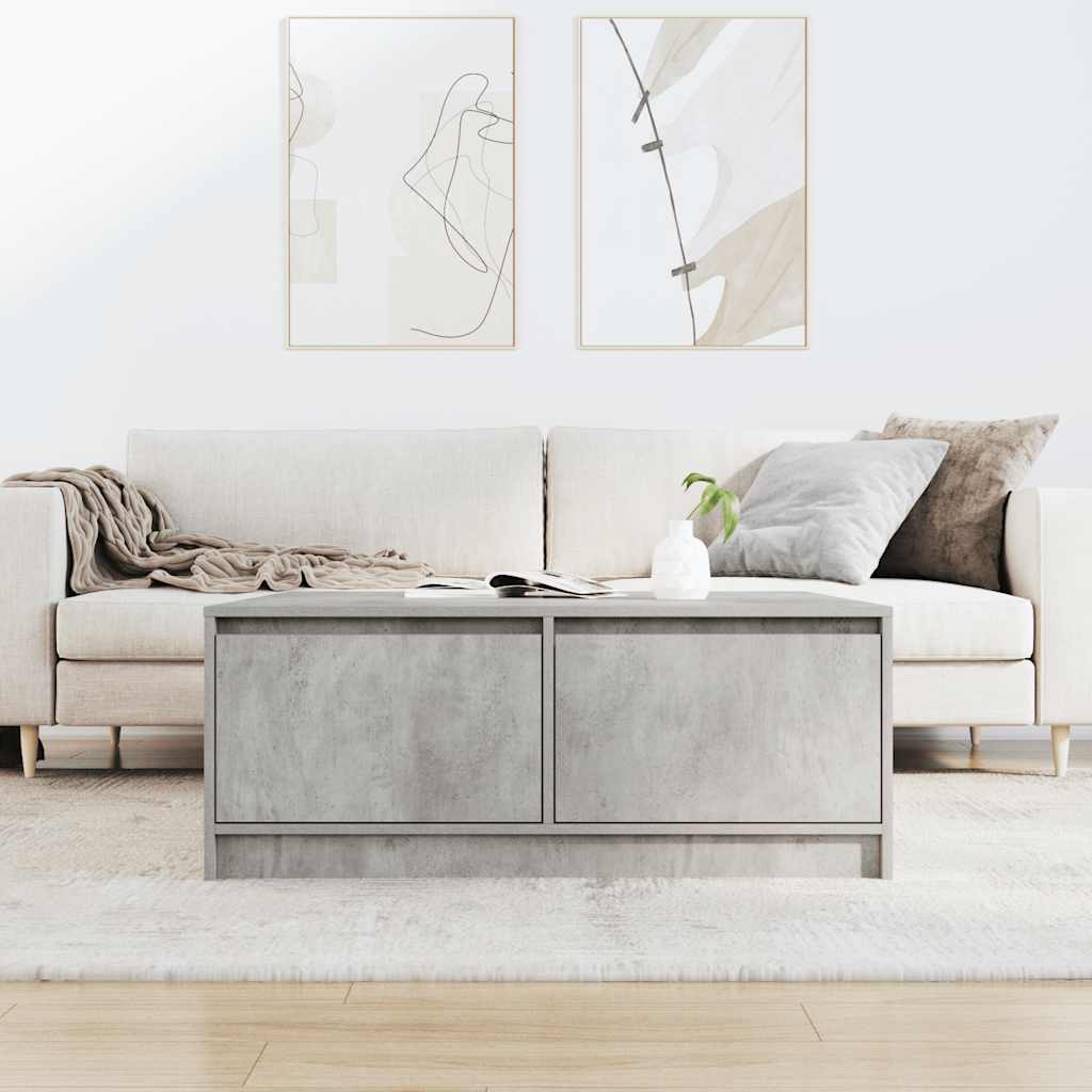 Mesa de centro com gavetas 100x100x40 cm cinzento-cimento