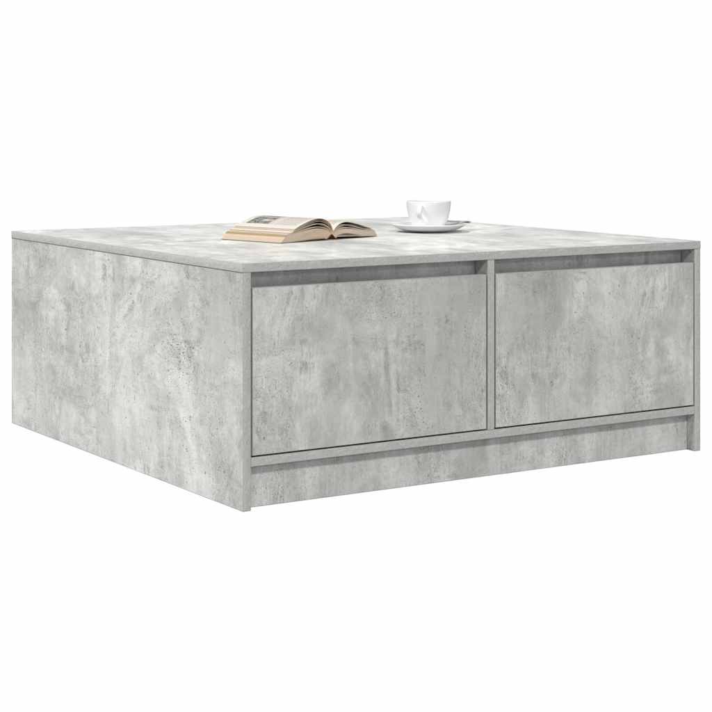 Mesa de centro com gavetas 100x100x40 cm cinzento-cimento