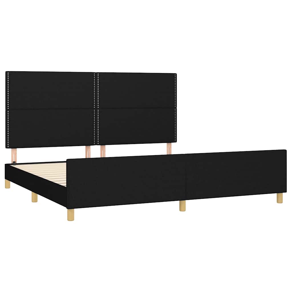 Estrutura de cama sem colchão 200x200 cm tecido preto