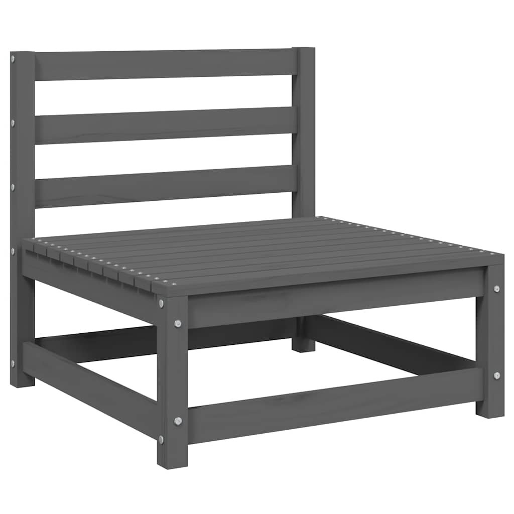 Sofás centro jardim c/ almofadões 2 pcs pinho maciço cinzento