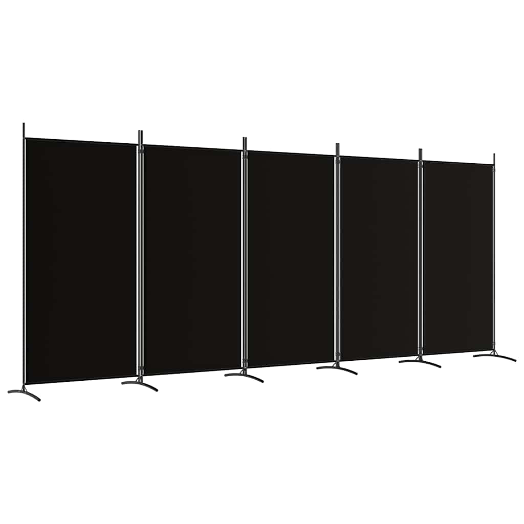 Divisória de quarto com 5 painéis 433x180 cm tecido preto
