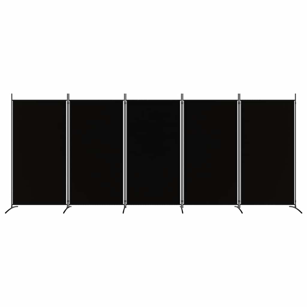 Divisória de quarto com 5 painéis 433x180 cm tecido preto