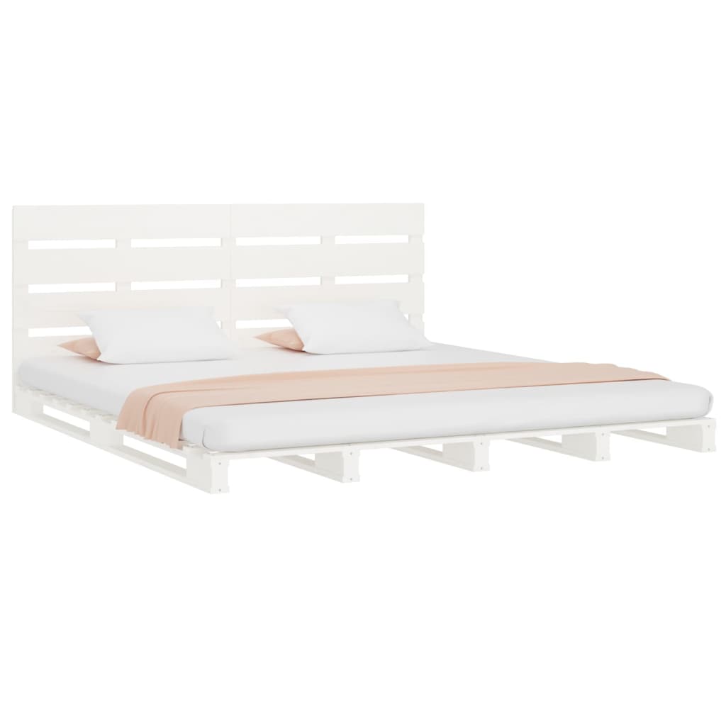 Cama sem colchão 180x200 cm madeira de pinho maciça branco