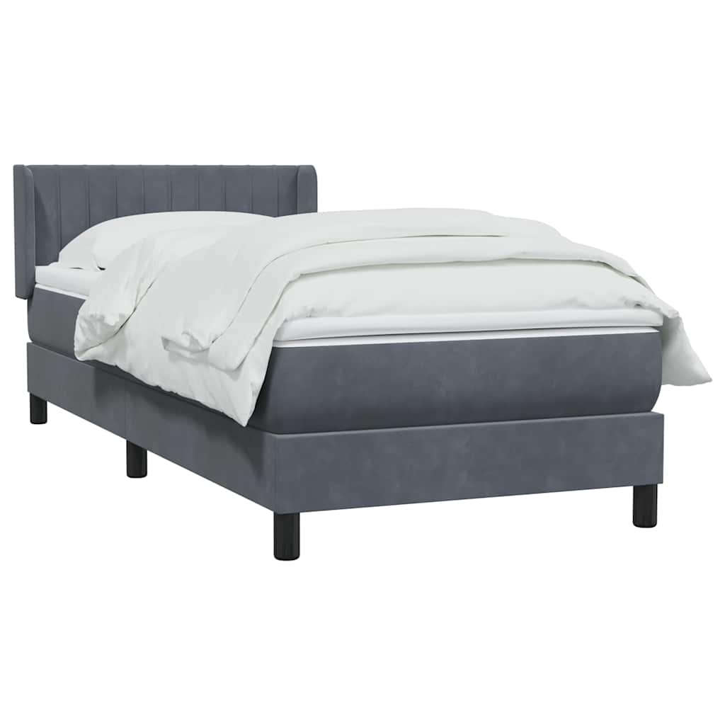 Cama com molas/colchão cinza-escuro 80x220 cm veludo