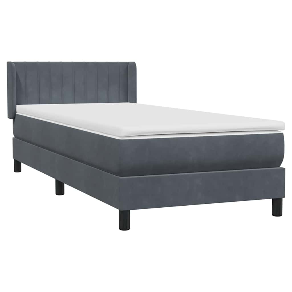 Cama com molas/colchão cinza-escuro 80x220 cm veludo
