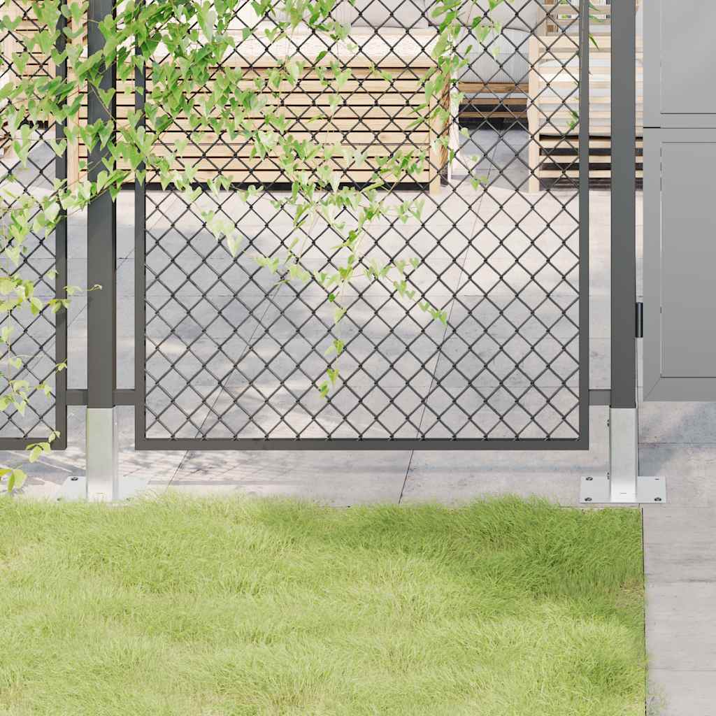 Bases de poste quadradas 4 pcs prata 46x46 mm aço galvanizado