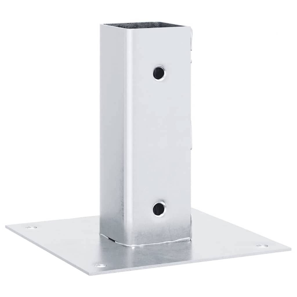 Bases de poste quadradas 4 pcs prata 46x46 mm aço galvanizado