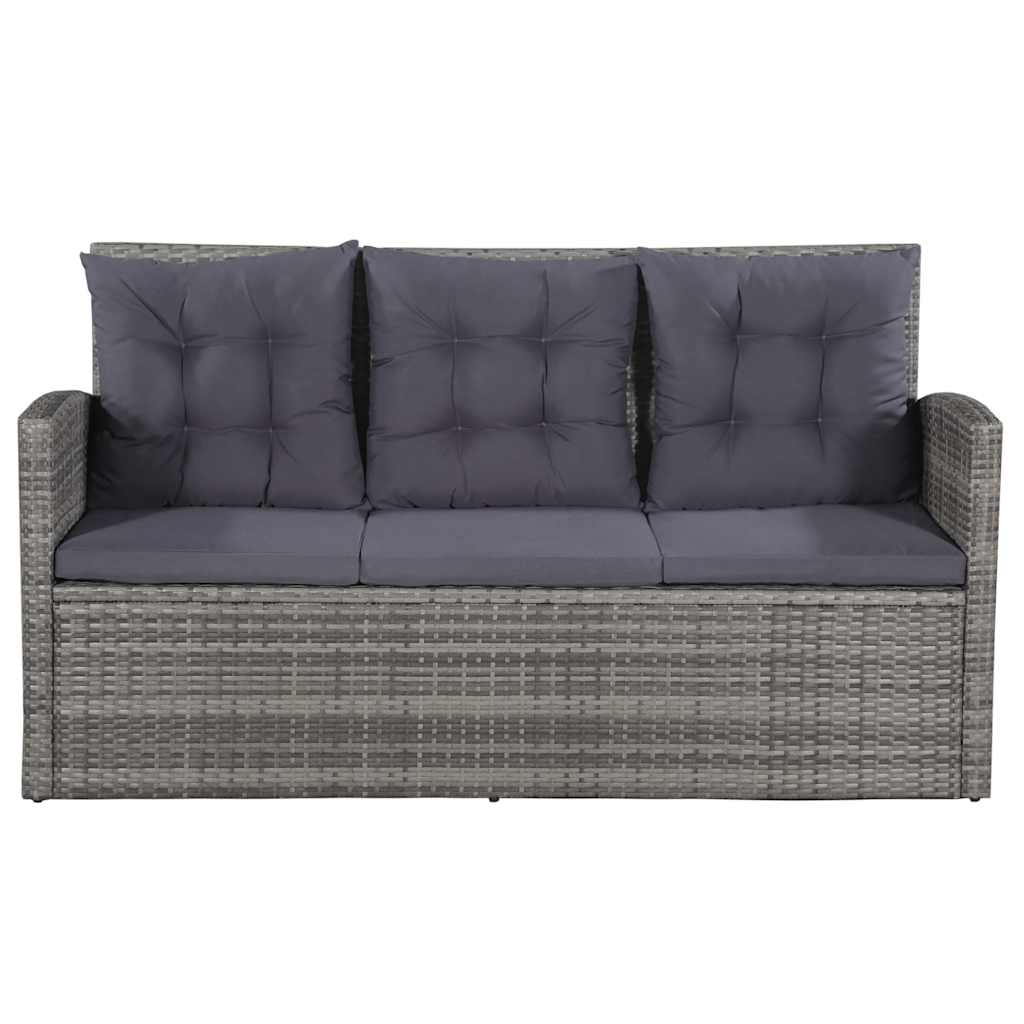 6 Pcs conjunto lounge de jardim c/ almofadões vime PE cinzento