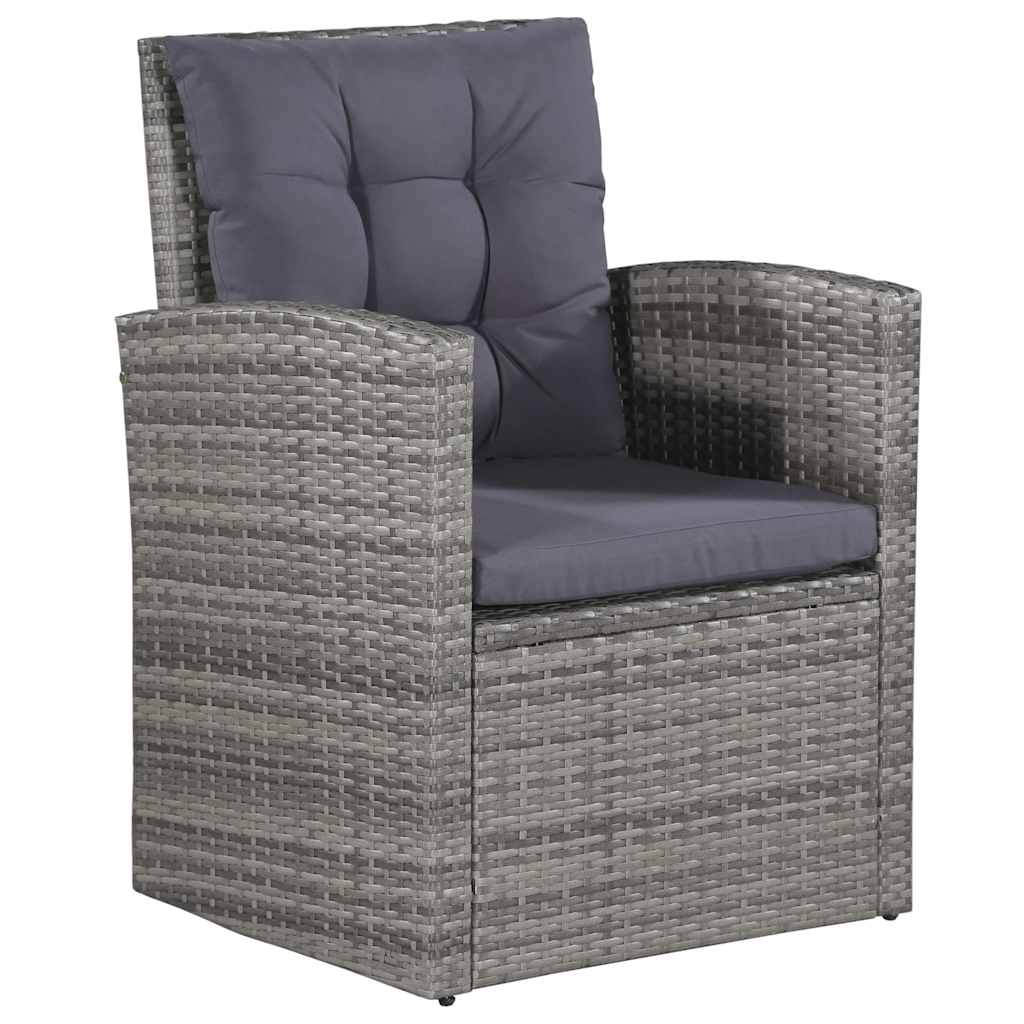 6 Pcs conjunto lounge de jardim c/ almofadões vime PE cinzento