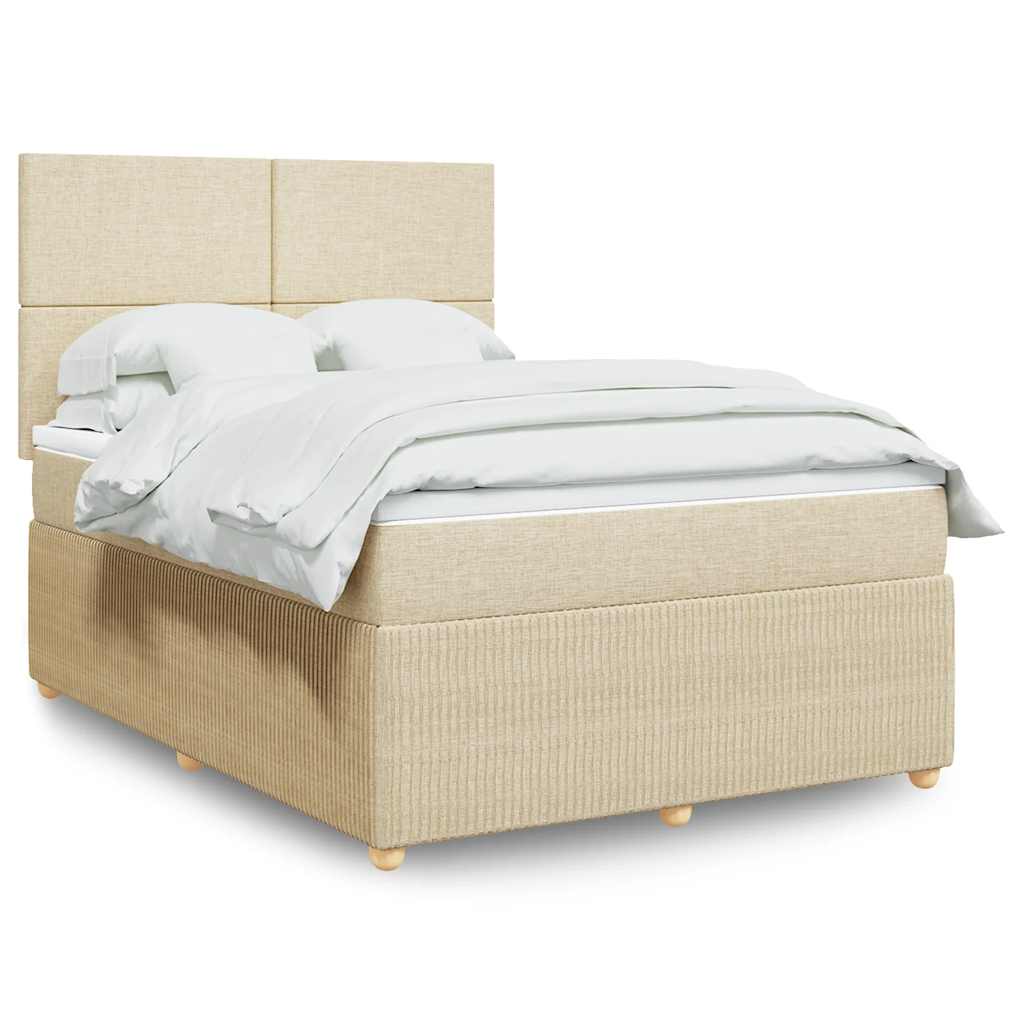 Cama com molas/colchão 140x200 cm tecido cor creme