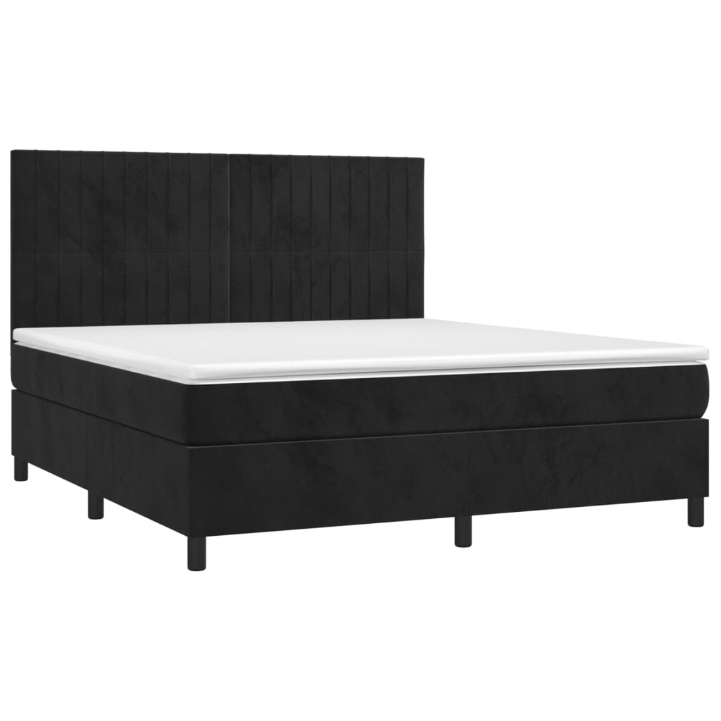 Cama com molas/colchão 160x200 cm veludo preto