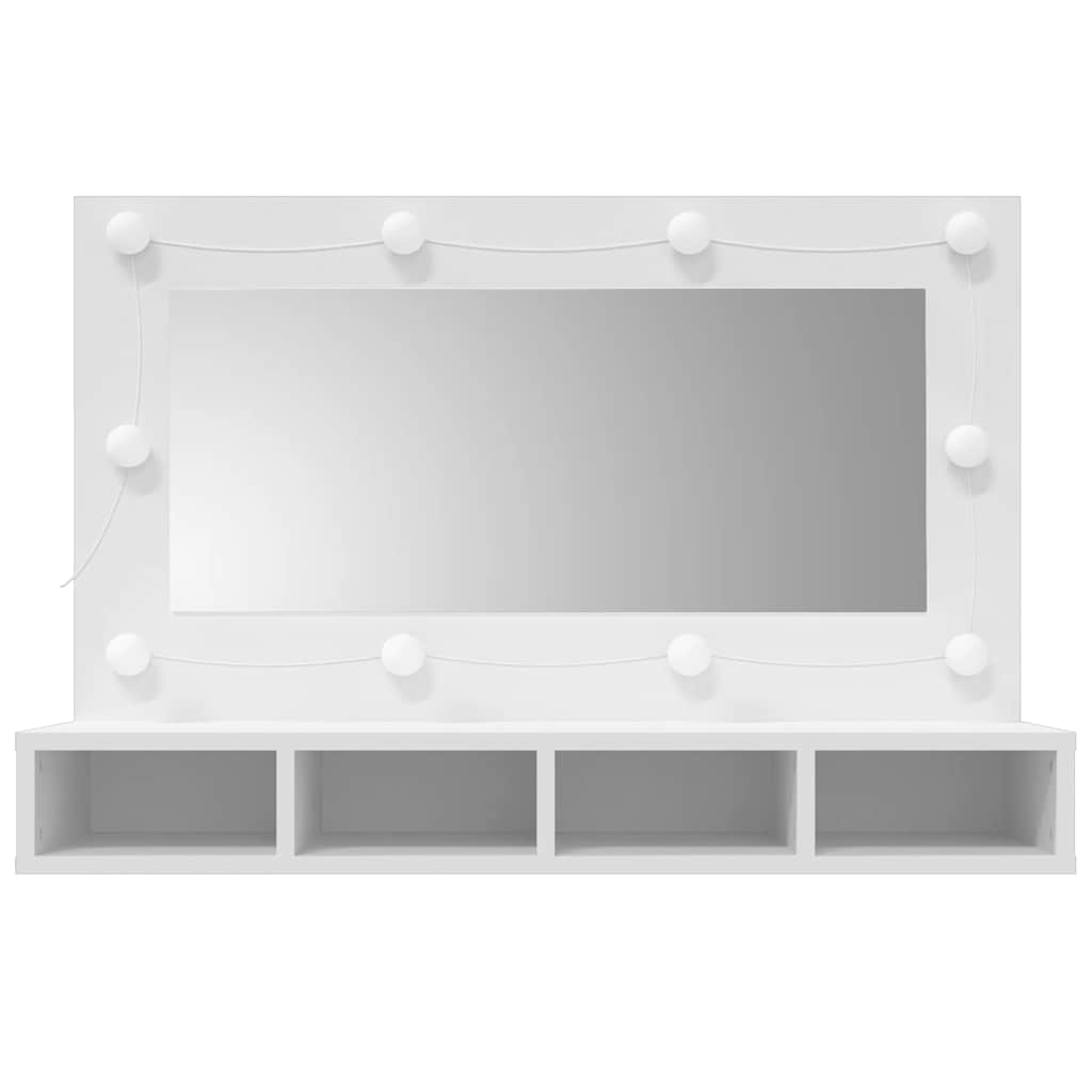 Armário espelhado com luzes LED 90x31,5x62 cm branco