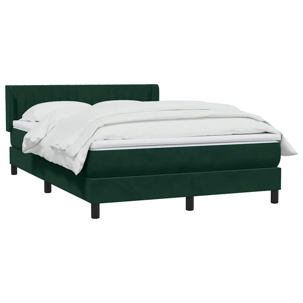 Cama com molas/colchão 160x220 cm veludo verde-escuro