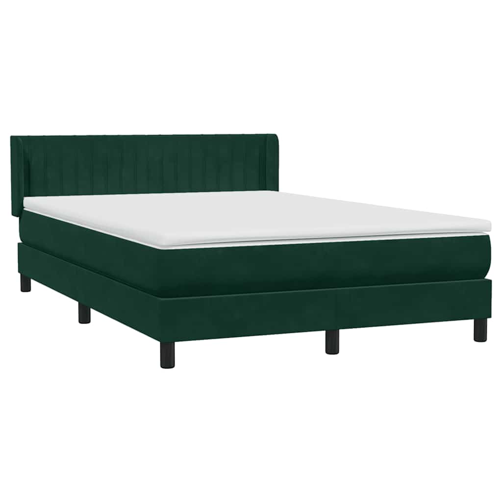 Cama com molas/colchão 160x220 cm veludo verde-escuro