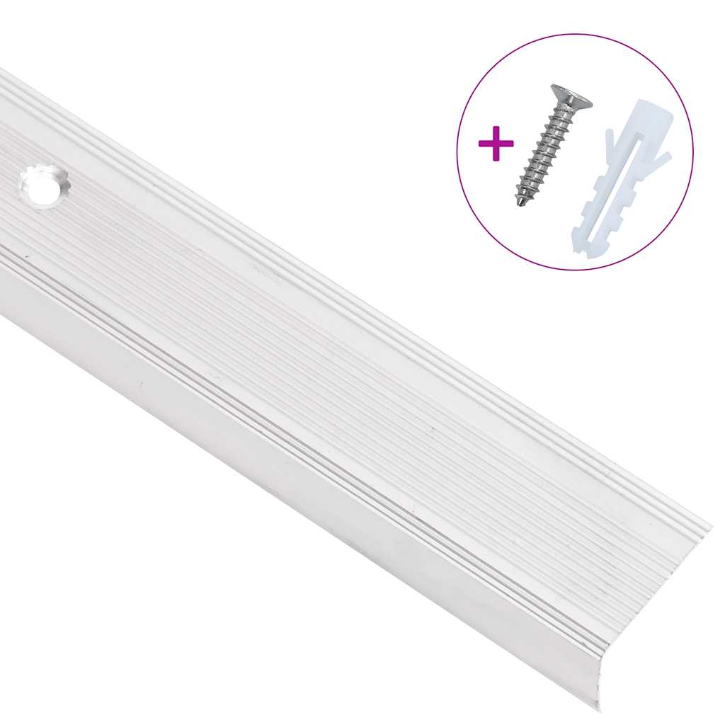 Perfis de escada em forma de l 15 pcs 90 cm alumínio prateado